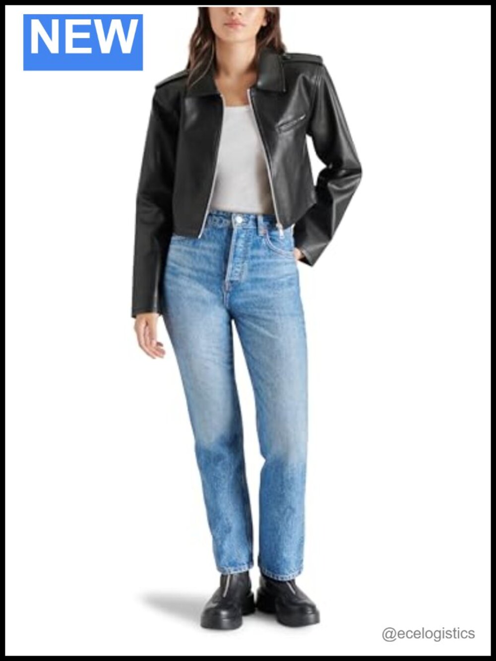 Women's Vegan Leather Aviator Jacket Long Sleeve Zip